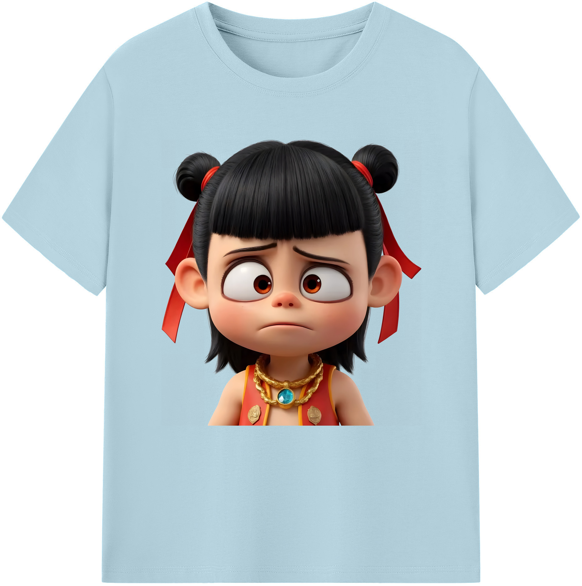 （画像用） Ne Zha 2 ナタ 魔童の大暴れ 綿100％半袖Tシャツ（フロントプリント）